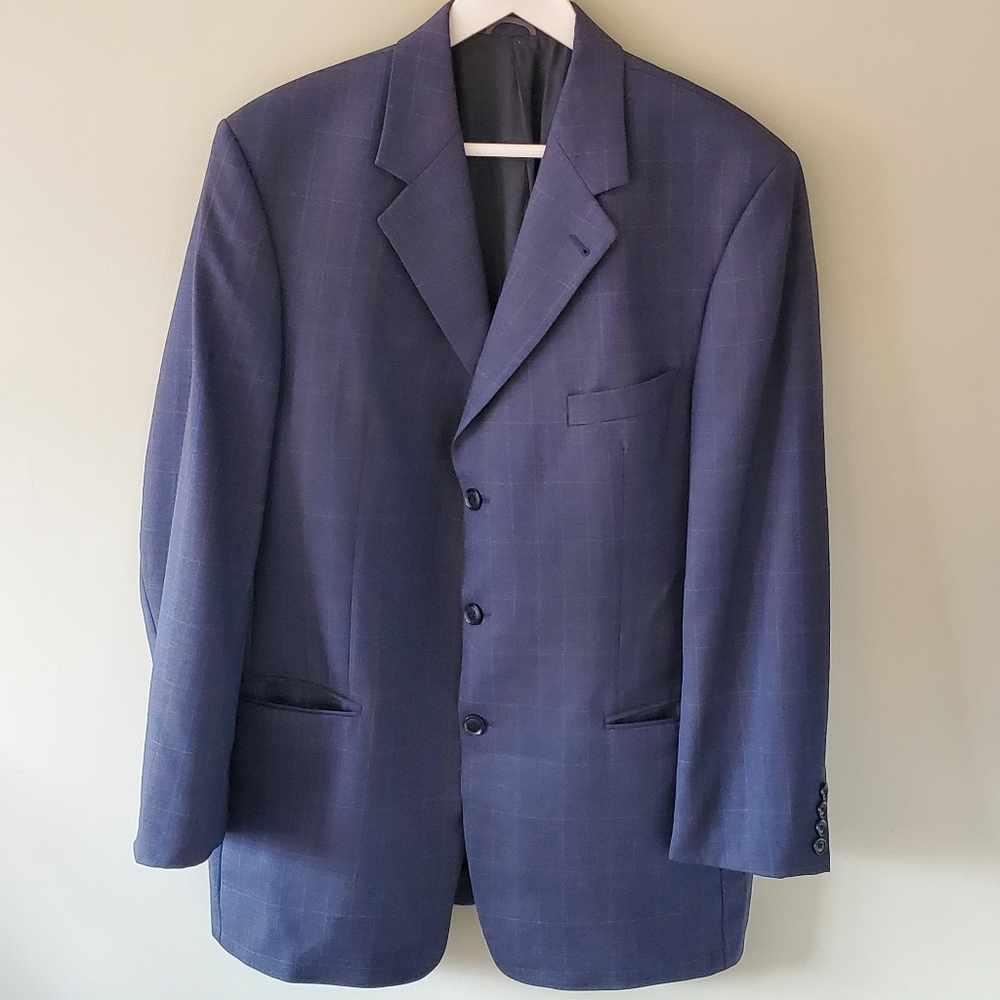 Mario Barutti 42 Reg Old Money Timeless Preppy Formal Glen Plaid Wool Blazer